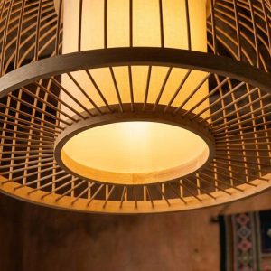 Chao đèn tăm tre hình bán nguyệt nghệ thuật trang trí - Ảnh 2