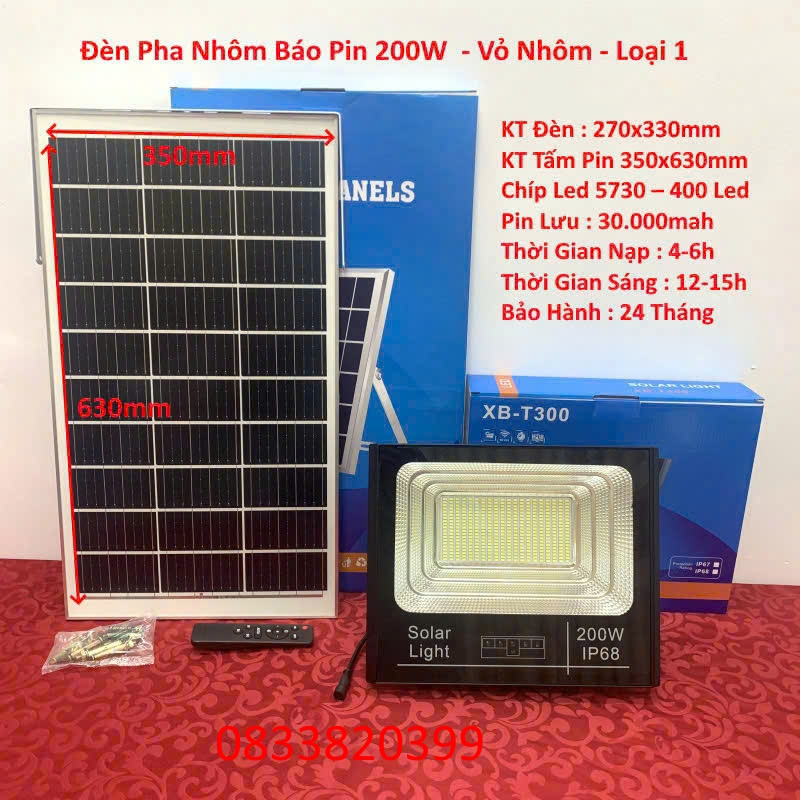 Đèn Pha Nhôm Báo Pin Năng Lượng Mặt Trời 500W – Vỏ Nhôm Loại 1, Pin 54.000mAh, Chiếu Sáng Cực Mạnh Cho Ngoài Trời - Ảnh 4