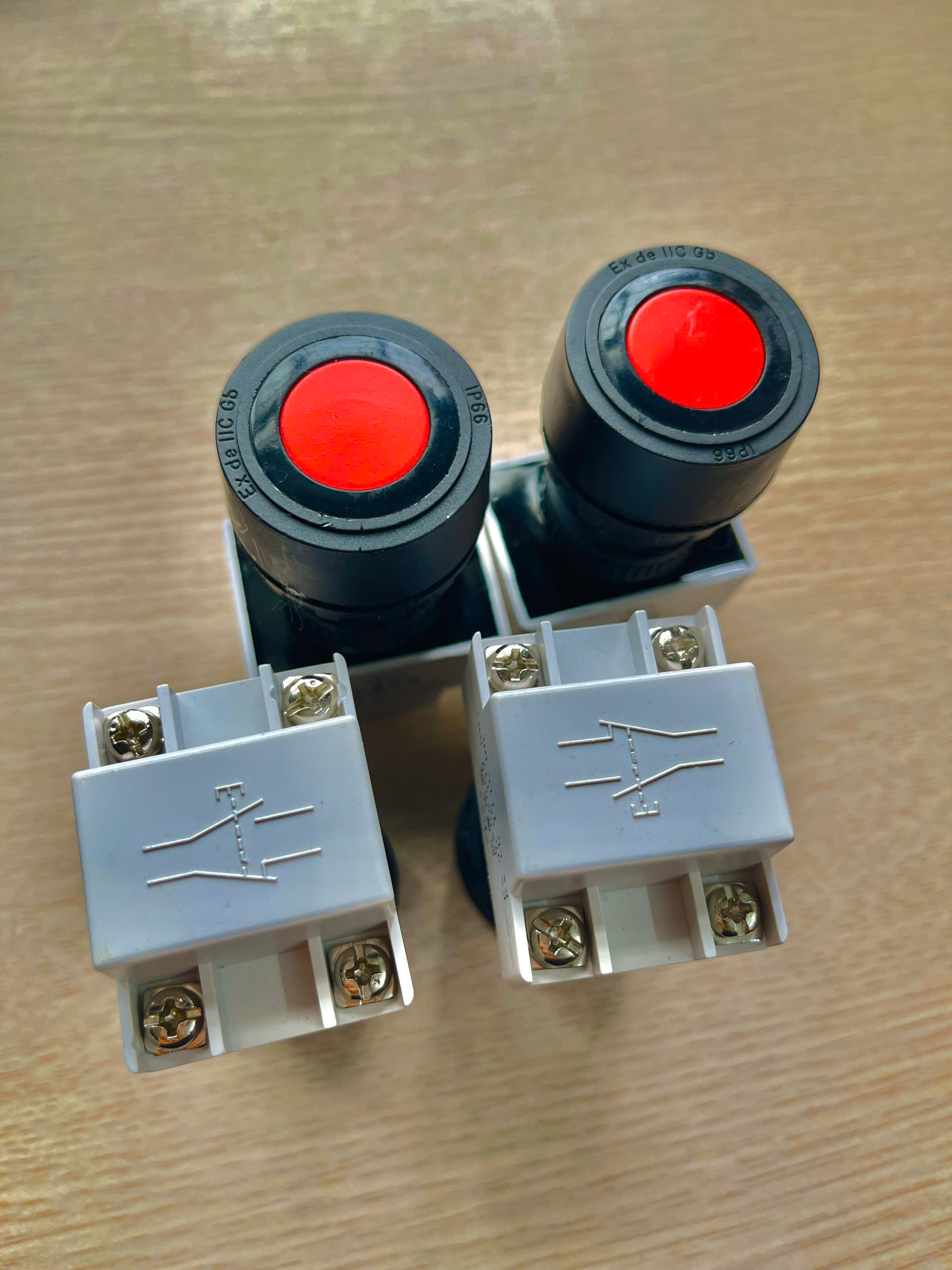Nút nhấn Ex đỏ 220v (2) Nút nhấn Ex chống cháy nổ 220v màu đỏ
